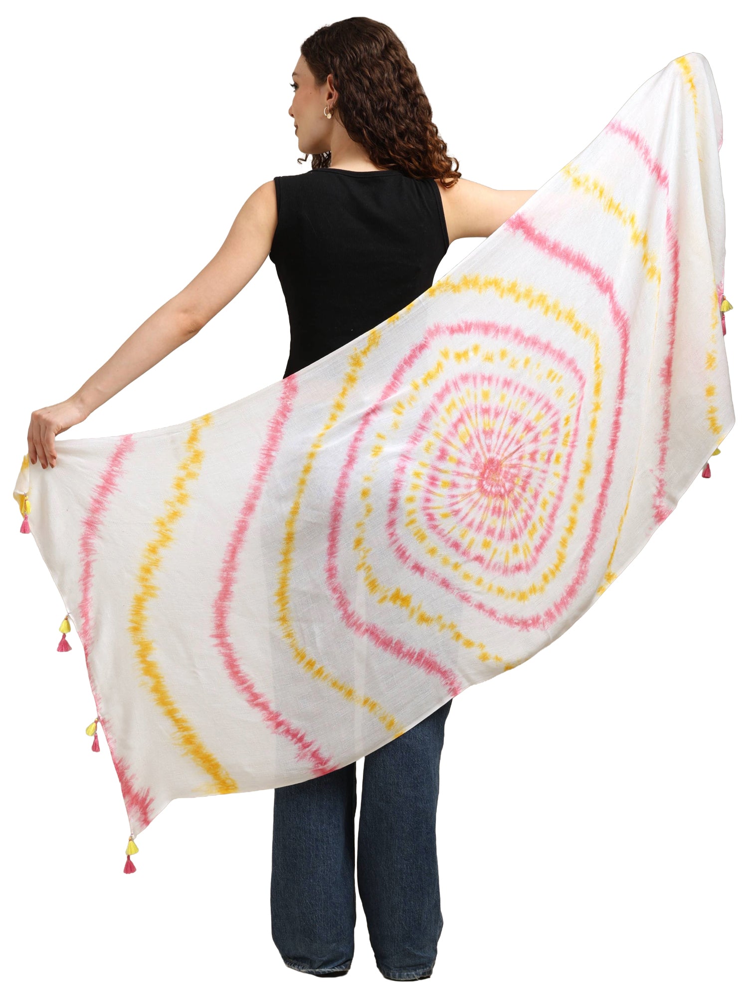 Women’s Soft Tie-Dye Tassel Scarf – Lightweight Stylish Wrap