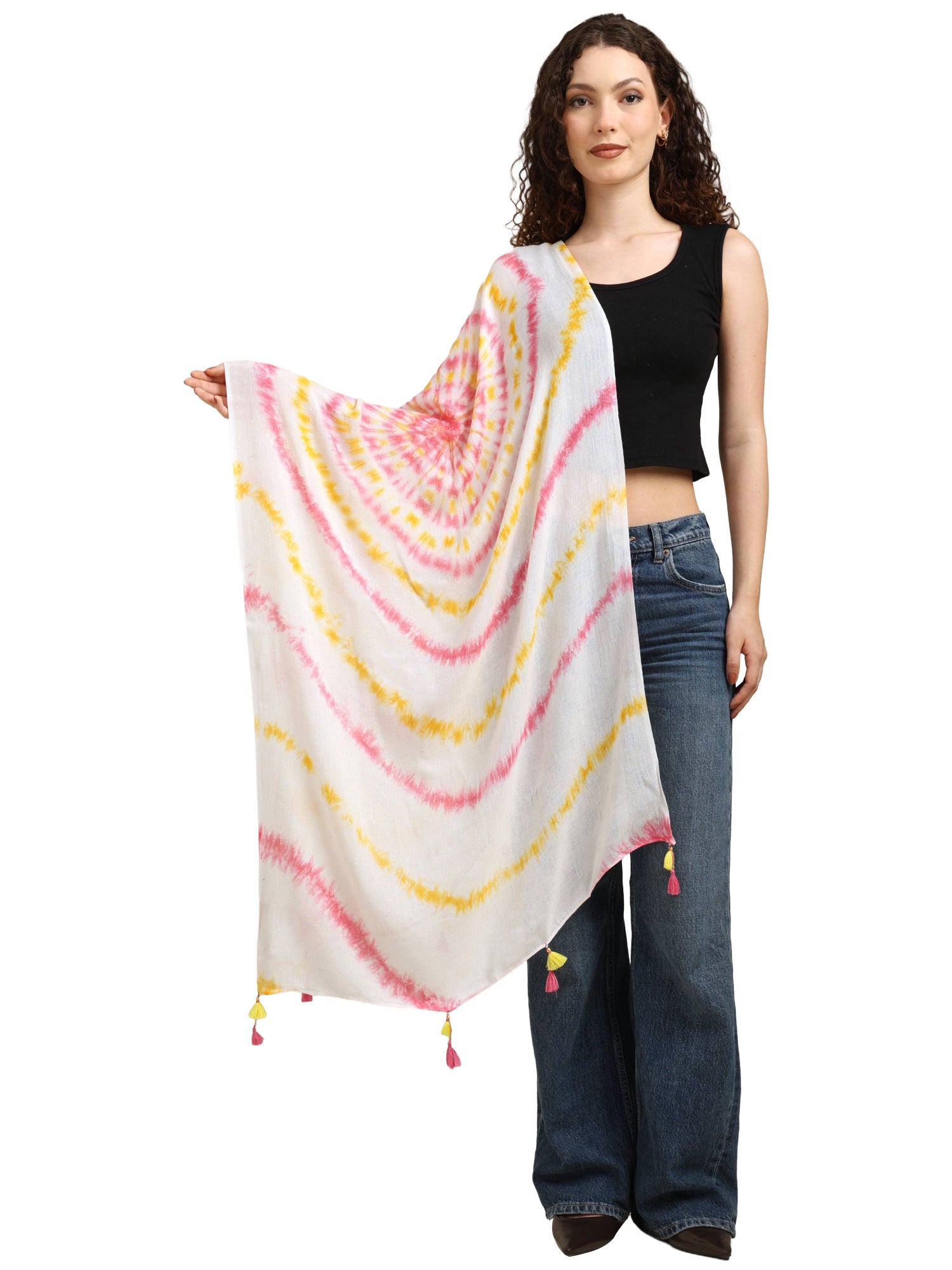 Women’s Soft Tie-Dye Tassel Scarf – Lightweight Stylish Wrap