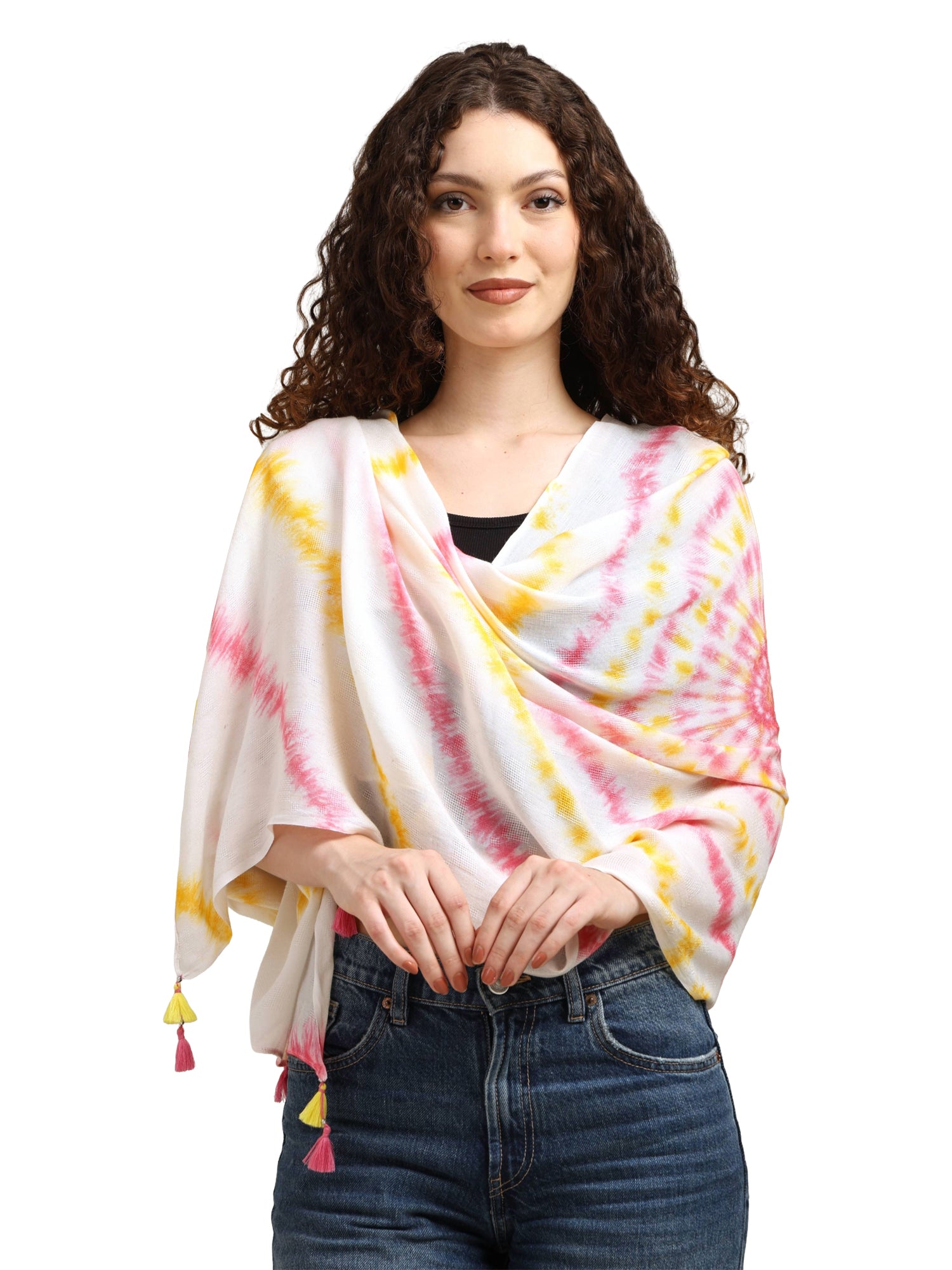 Women’s Soft Tie-Dye Tassel Scarf – Lightweight Stylish Wrap