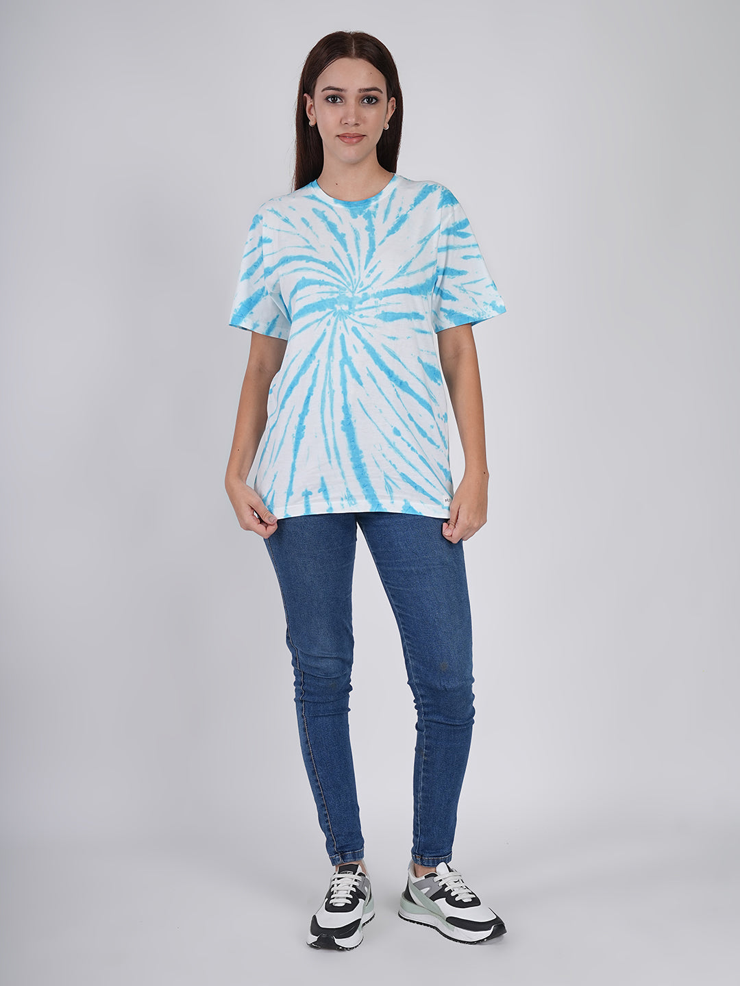 Azure Cyclone Spiral Tie-Dye Oversized T-Shirt