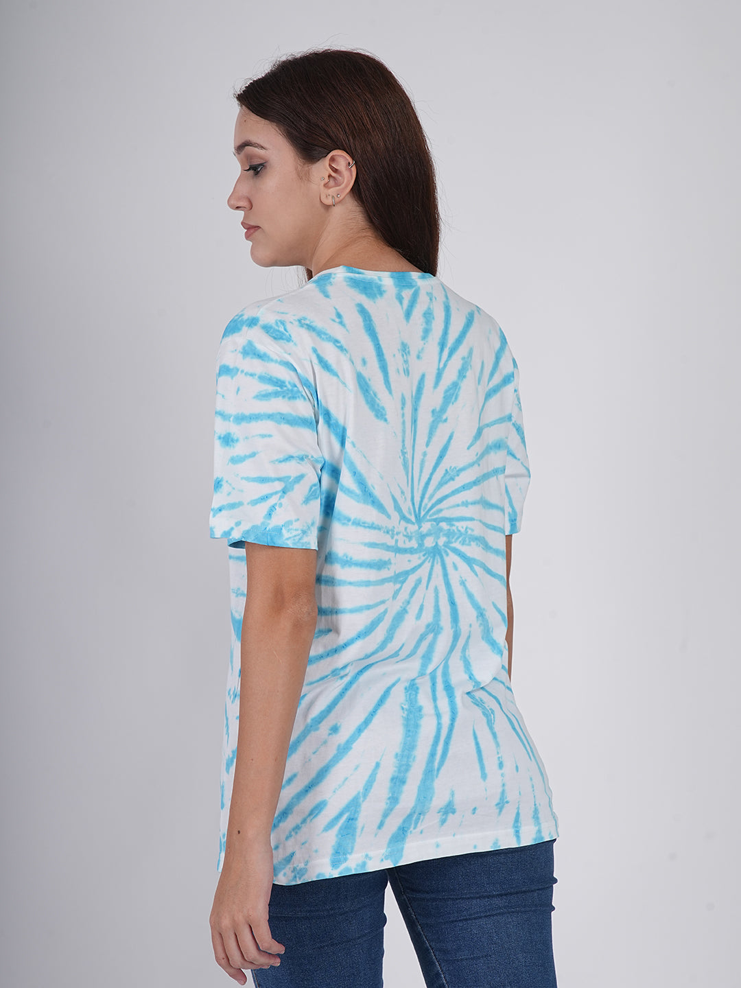 Azure Cyclone Spiral Tie-Dye Oversized T-Shirt