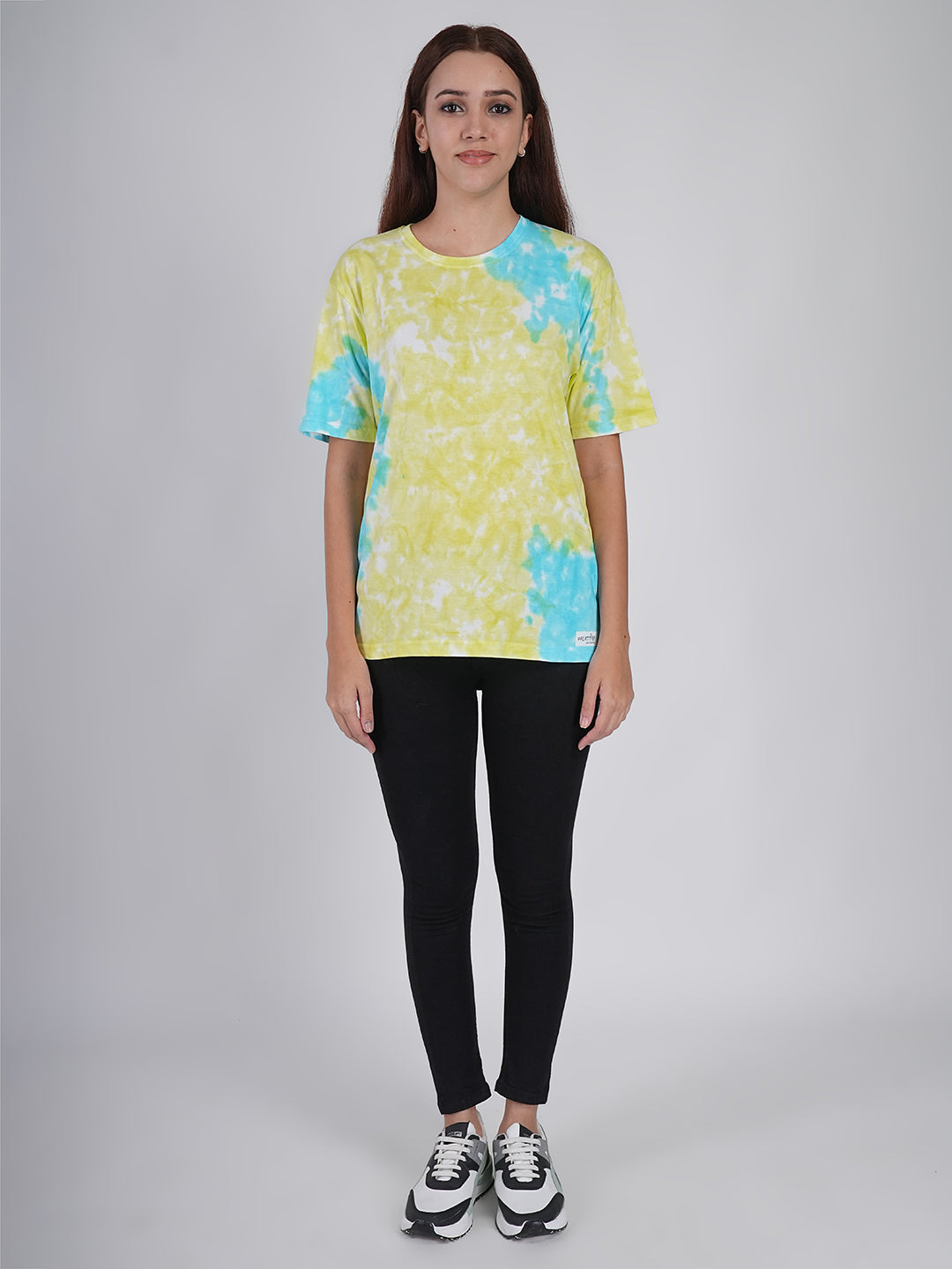 Electric Lime & Azure Tie-Dye Oversized T-Shirt