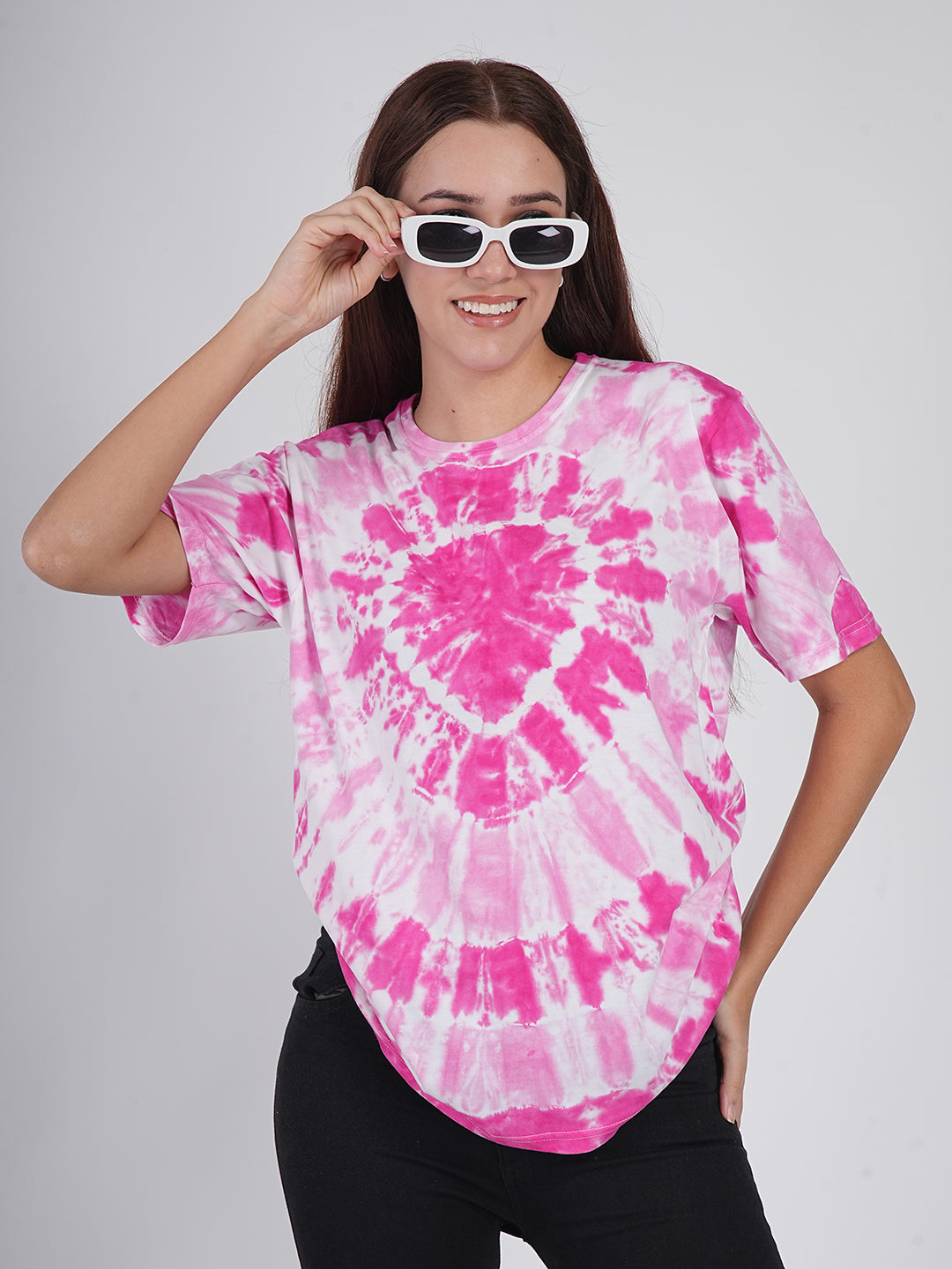 Pink Radiance Spiral Tie-Dye Oversized T-Shirt