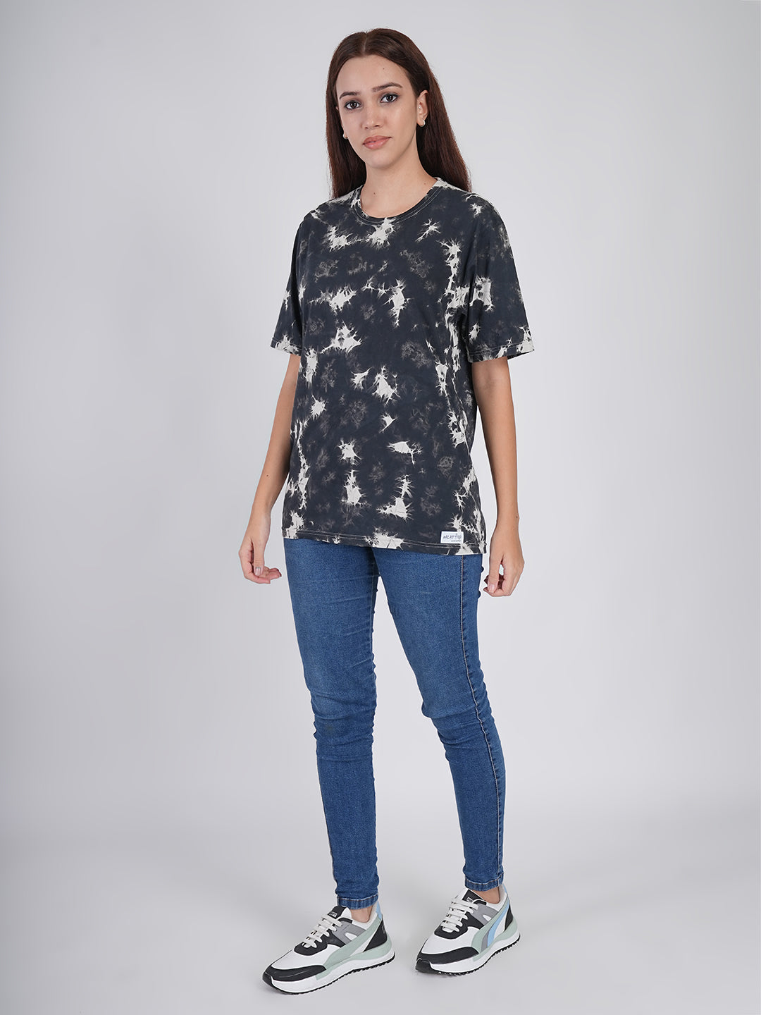 Midnight Storm Shibori Tie-Dye Oversized T-Shirt