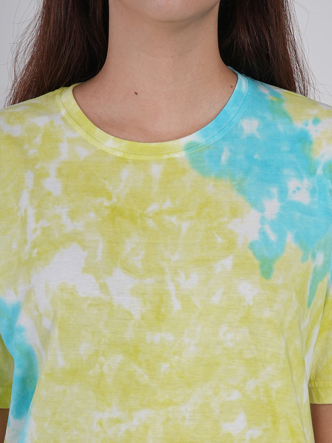 Electric Lime & Azure Tie-Dye Oversized T-Shirt